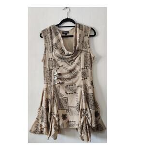Papillon Handkerchief Sharkbite Knit Dress/Tunic L Artsy Lagenlook Art To Wear‎